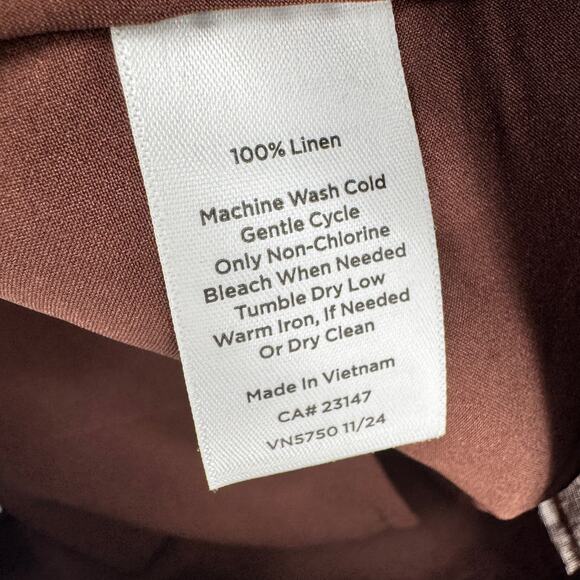 Talbots Linen Pants Womens Petite 4 4P (28x24 ACTUAL) Brown Coastal Cropped NEW - Picture 7 of 8